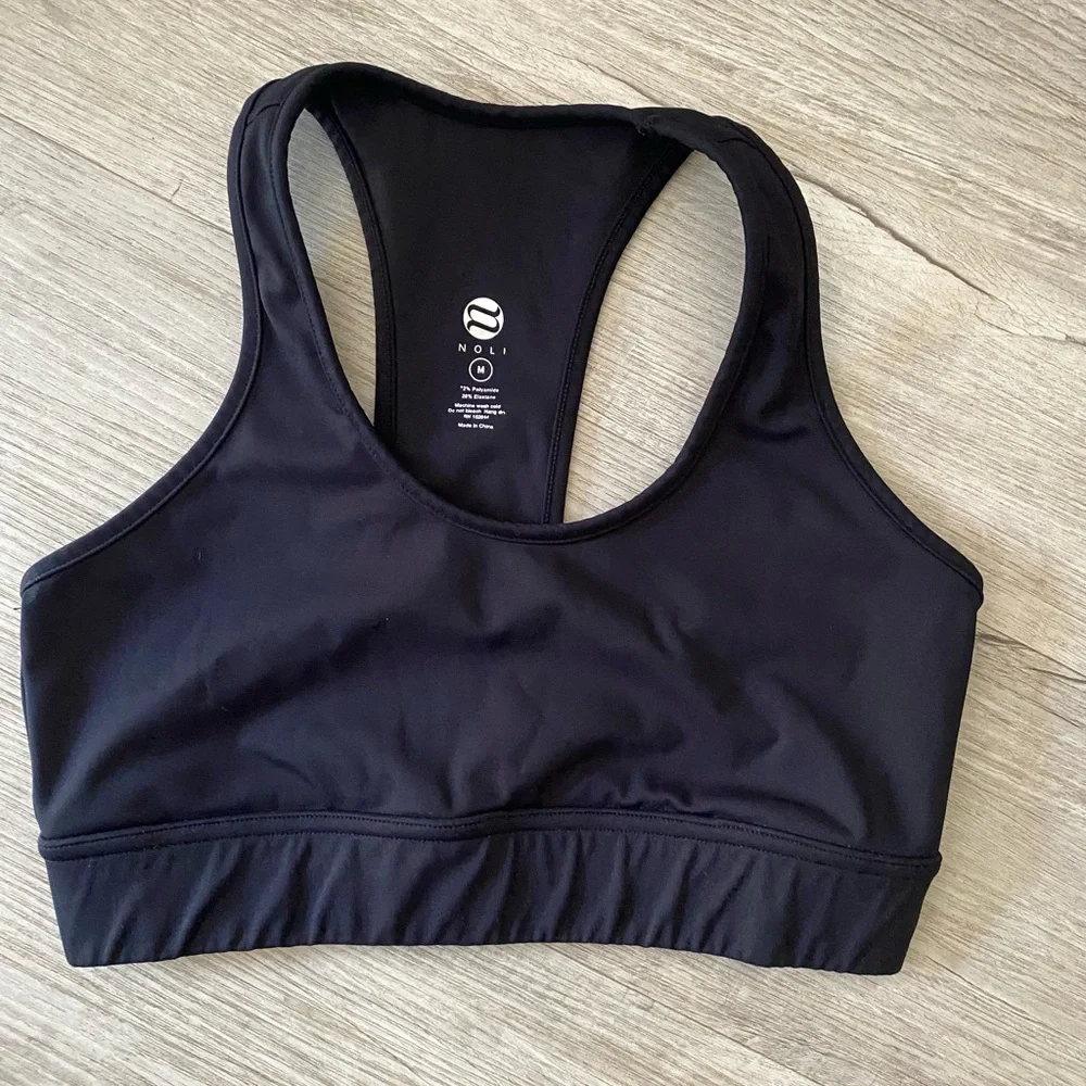 Noli Core Bra BLACK Yoga Performance Athletic T-Back Athleisure - Size Medium - Picture 2 of 6